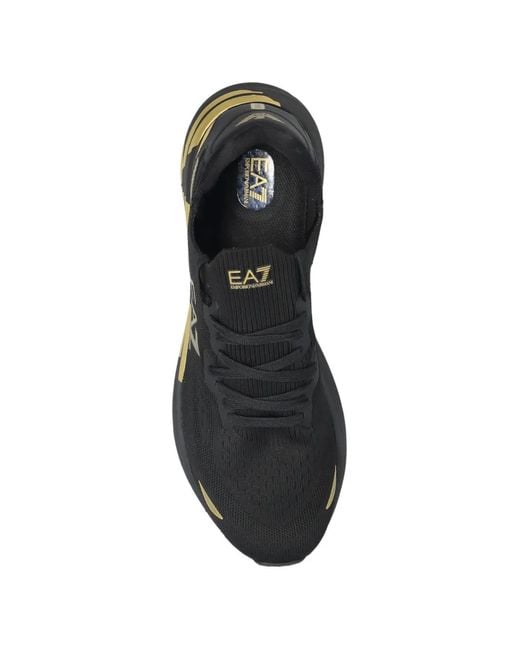 EA7 Black Crusher Distance Logo-Detail Sneakers for men