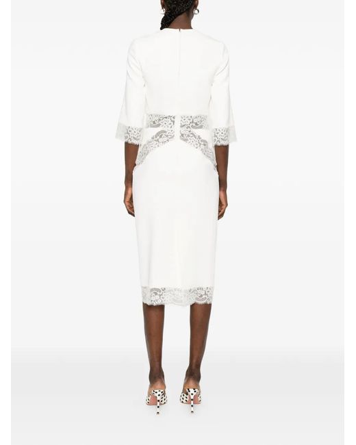 Elie Saab Women's White Lace-Panel Midi Dress - www.benaras.co
