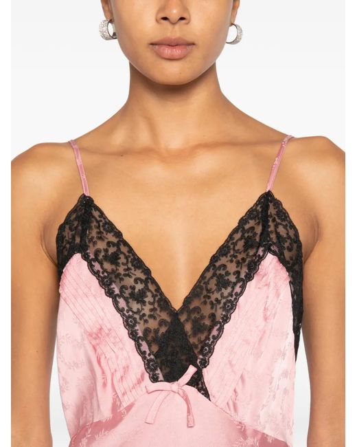 Rixo Pink Alberta Lace-Trim Jacquard Maxi Dress