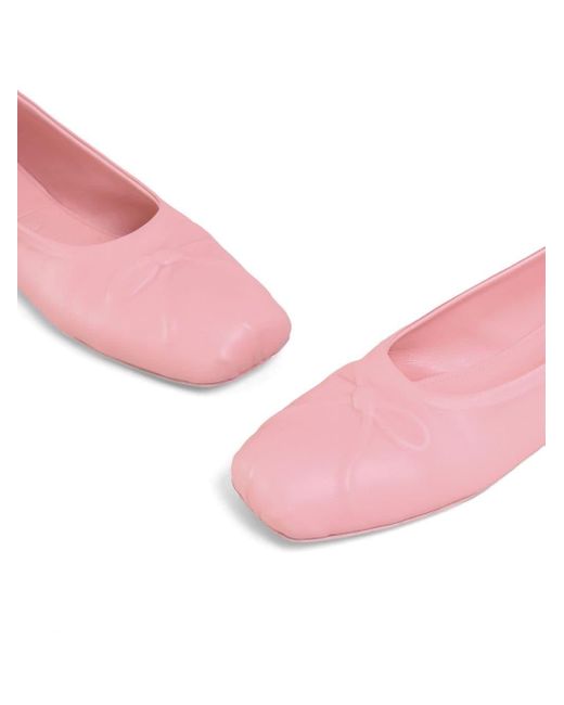 Marni Pink Bow Leather Ballerina Shoes