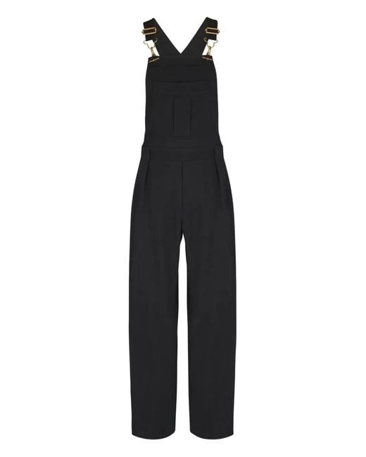 Balmain Black T-Bar-Fastening Wool Jumpsuits for men