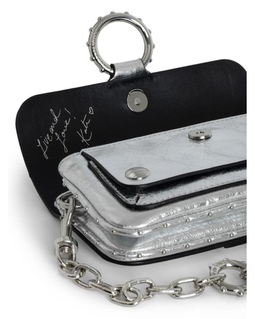 Zadig & Voltaire Gray Metallic Leather Crossbody Bag