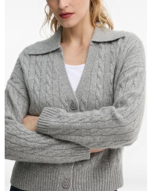 From Future Gray Cable-Knit Buttoned Cardigan