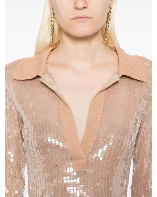 Monse Natural Mesh-Top Mit Pailletten