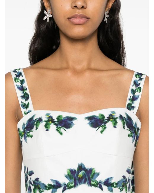 Erdem White Floral Print Cotton Dress