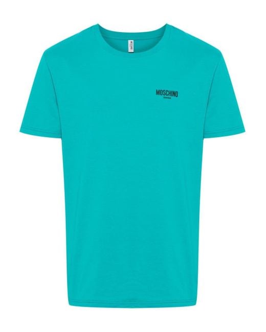Moschino Blue T-Shirt With Logo for men