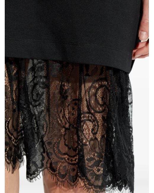 Munthe Black Rose Lace-Trim T-Shirt Dress