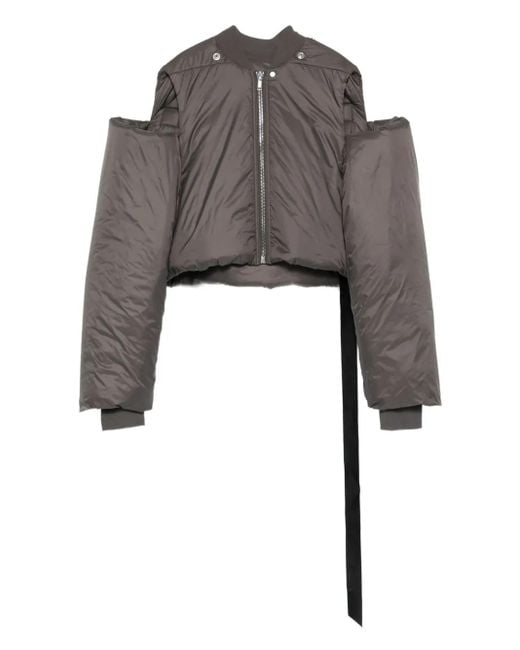 Rick Owens Gray Zip-Front Cropped Jacket