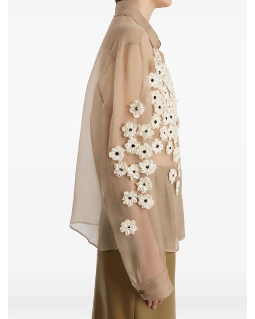 Khaite Natural Argo Floral-Embellished Shirt