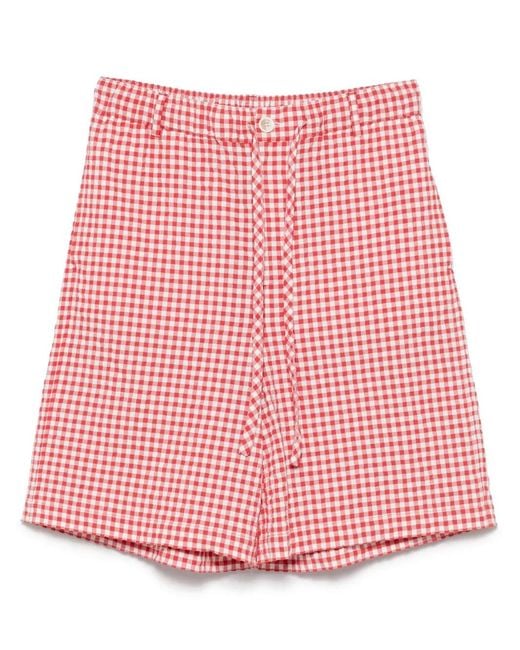Marni Red Gingham Seersucker Shorts for men