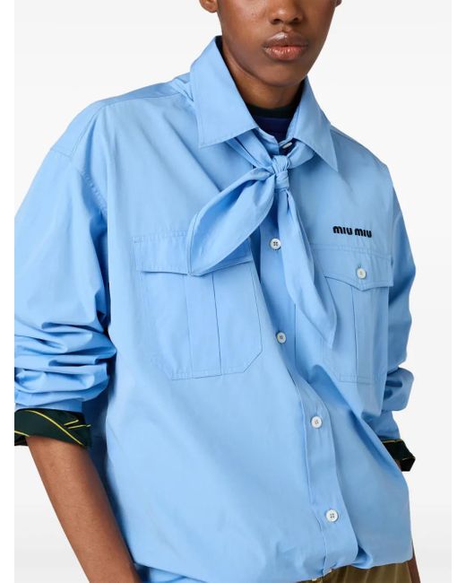 Camisa con detalle de fular Miu Miu de color Blue
