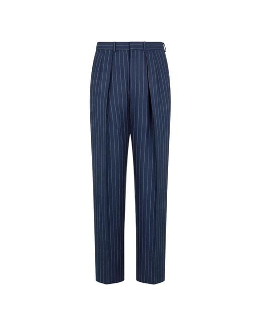 Tom Ford Blue Striped Pleated Trousers for men
