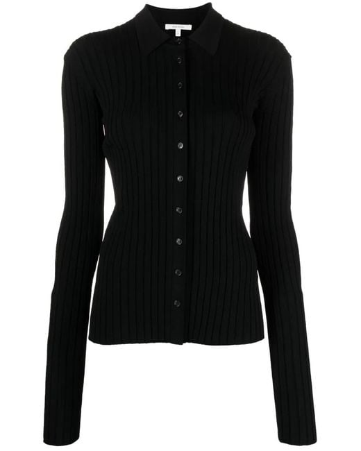 Nensi Dojaka Black Straight-Point Collar Pleated Top