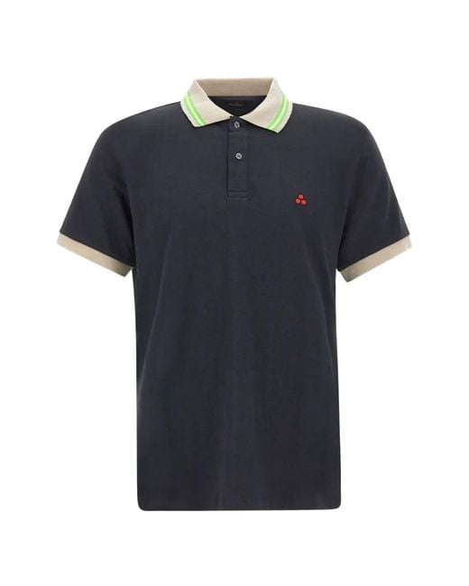 Peuterey Black Embroidered-Logo Piqué Polo Shirt for men