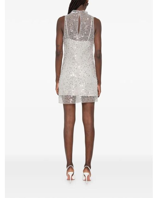 Patrizia Pepe White Sequin-Embellishment Mini Dress
