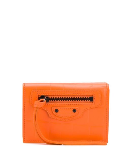Balenciaga Leather Neo Classic Mini Wallet in Orange - Lyst