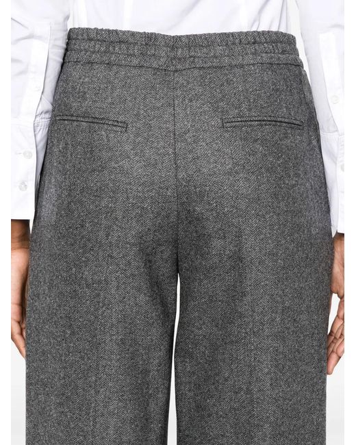 PT Torino Gray Herringbone Trousers