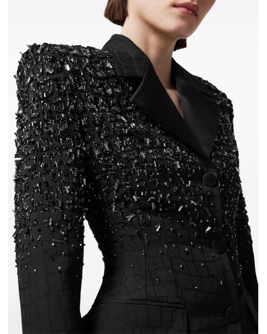 Versace Black Schurwoll-Blazer mit Kristallverzierung