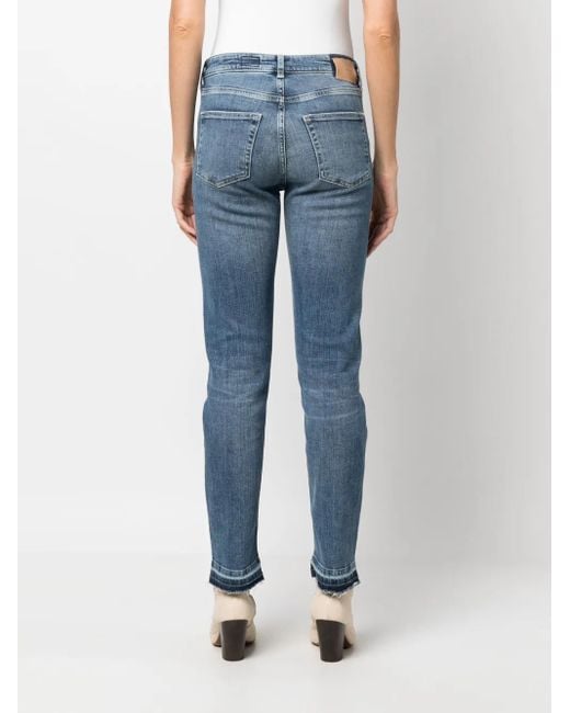 AG Jeans Blue Girlfriend Distressed Tapered Jeans