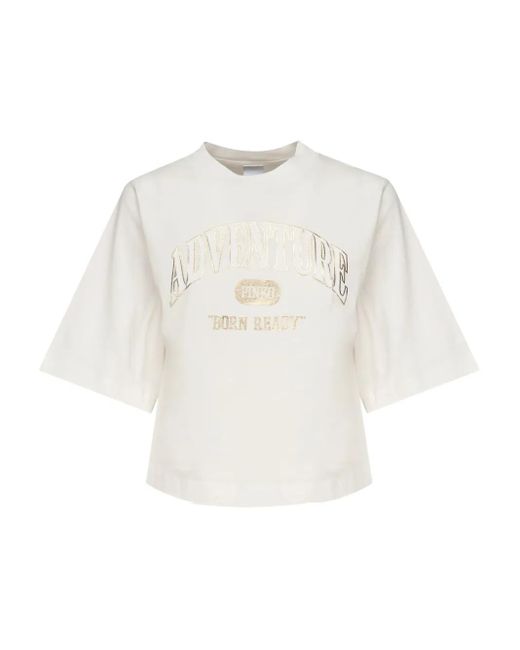 Pinko White Logo-Print Short-Sleeve T-Shirt