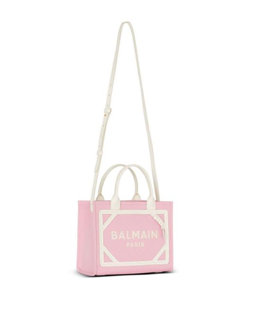 Petit sac cabas B-Army en toile Balmain en coloris Pink