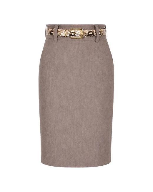 Elie Saab Brown Belt-Loop Midi Skirt