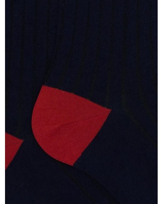 Gallo Blue Ribbed-Knit Socks for men