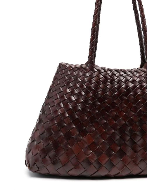 Dragon Diffusion Brown Santa Croce Woven-Leather Tote Bag