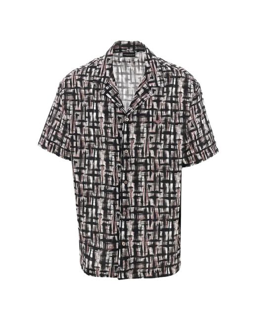 Emporio Armani Black Chemise À Imprimé Graffiti Et Manches Courtes for men