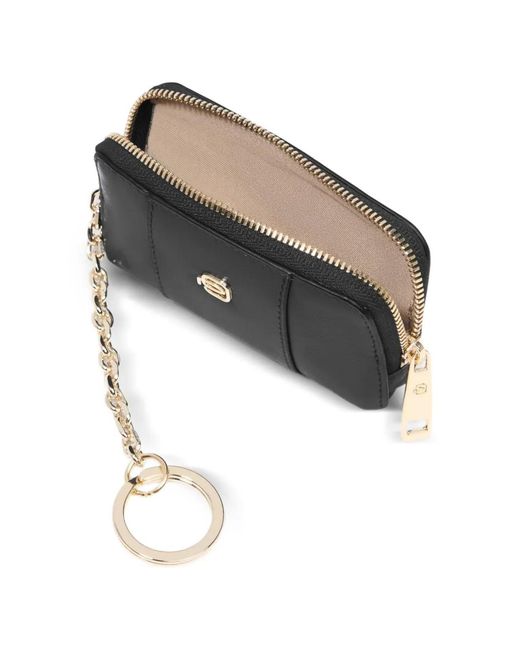 Piquadro Black Logo-Plaque Leather Key Holder