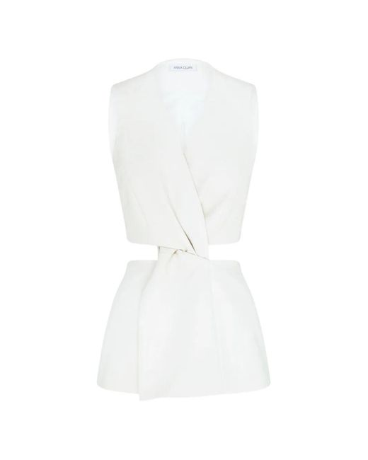 Anna Quan White Sia Wrap-Front Vest