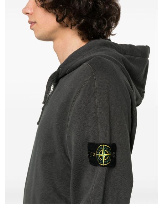 Stone Island Gray Compass Cotton Zip-up Hoodie for men