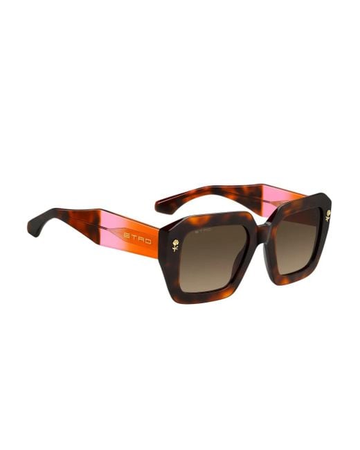 Etro Brown Geometric-Frame Sunglasses
