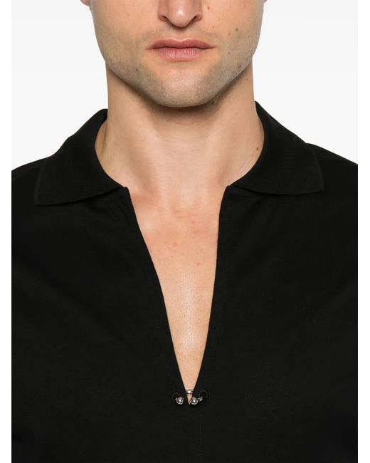 Mugler Black Pierced Polo Shirt for men