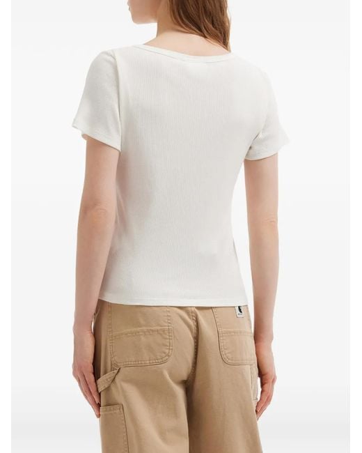 Chocoolate White V-Neck Buttoned T-Shirt