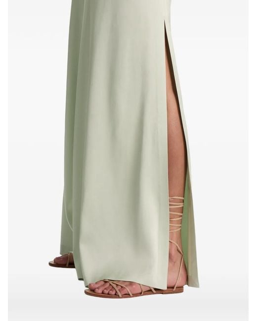 Alice + Olivia Green Kenley Side-Slit Drawstring Palazzo Pants
