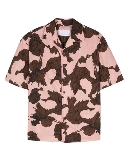 Neil Barrett Pink Floral-print Bowling Shirt for men