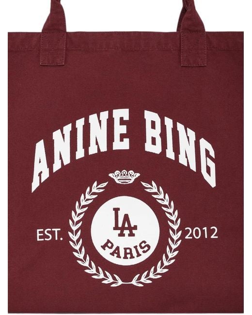 Anine Bing Purple Leo Canvas Tote Collegiate