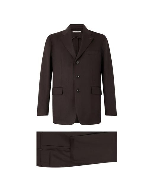 Tagliatore Black Notched-Lapels Single-Breasted Suit for men