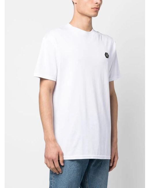 Philipp Plein White Logo-Print Short-Sleeved T-Shirt for men