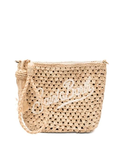 Mc2 Saint Barth Natural Mini Logo-Embroidered Clutch Bag
