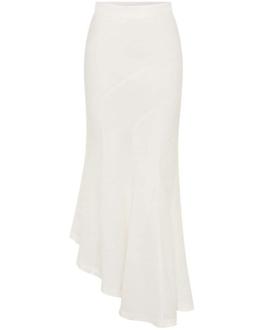 Nicholas White Sapphira Linen Asymmetric Skirt