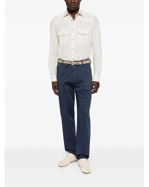 Eleventy Blue Button Trousers for men