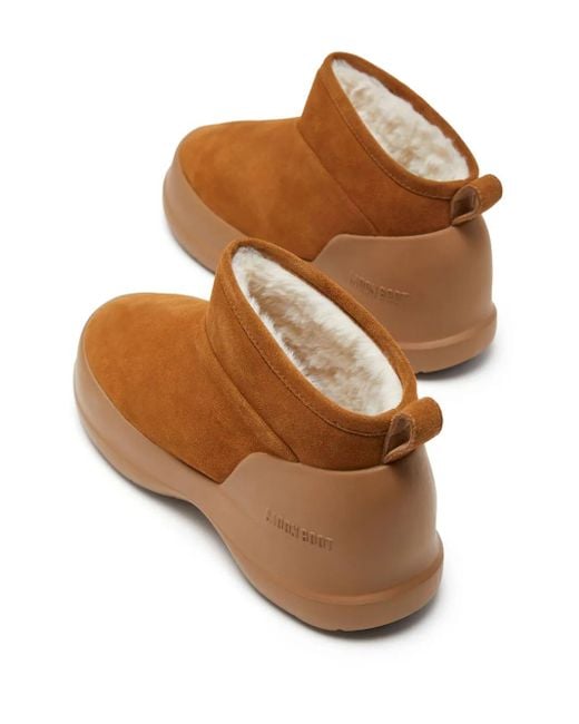 Moon Boot Brown Suede Logo Printed Ankle Boots