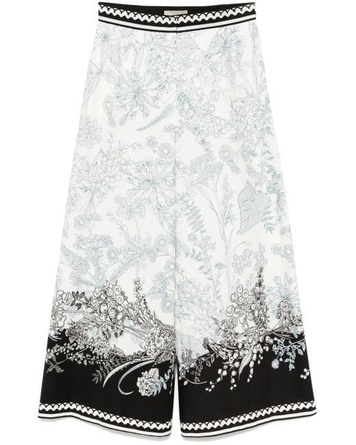Elie Saab White Printed Cotton Pants
