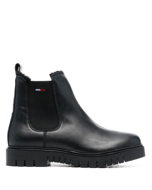 Tommy Hilfiger Warmlined Leather Chelsea Boots in Black | Lyst Canada