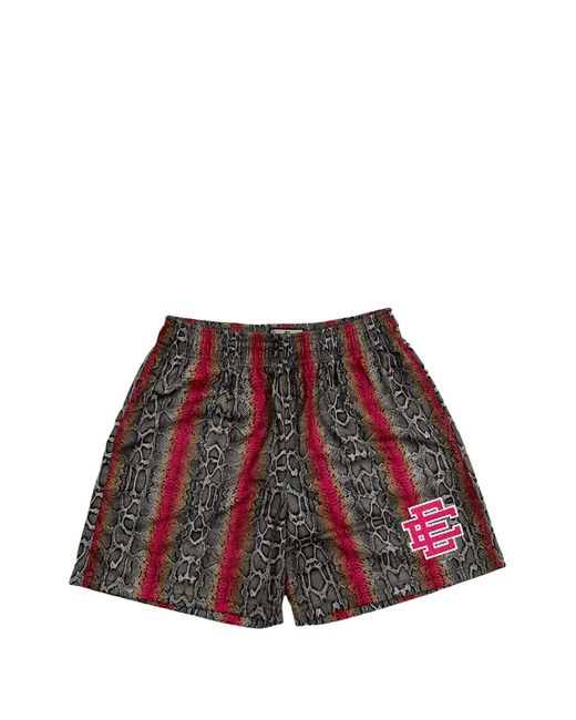 Eric Emanuel Red Snakeskin-Print Track Shorts for men