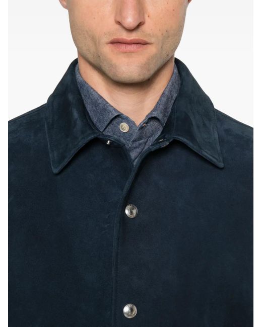 Eleventy Hemdjacke Aus Wildleder in Blue für Herren