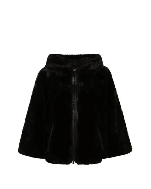 Pinko Black Faux-Fur Hooded Jacket
