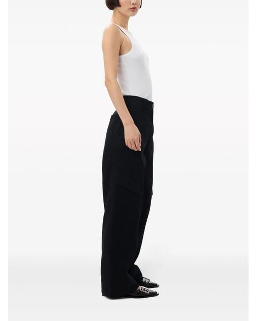 Ganni Black Wide-Leg Trousers